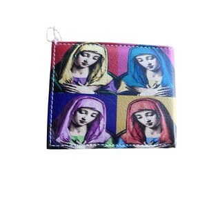 Pop Art Virgin Mary Madonna Addolorata Handcrafted Bifold Wallet